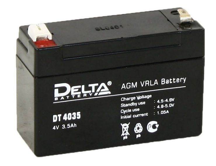 Аккумулятор свинцово-кислотный АКБ DELTA (Дельта) DT 4035 4 Вольт 3.5 Ач