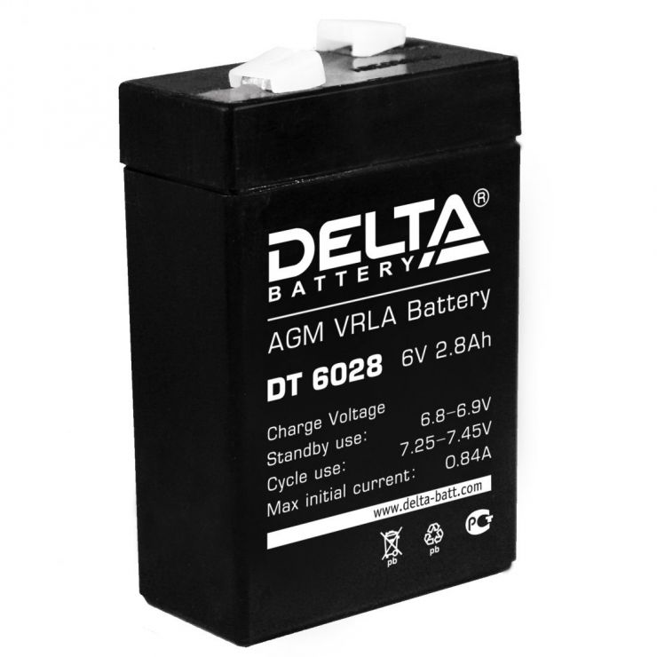 Аккумулятор свинцово-кислотный АКБ DELTA (Дельта) DT 6028 6 Вольт 2.8 Ач