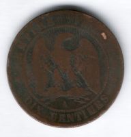 10 сантимов 1855 г. А Франция