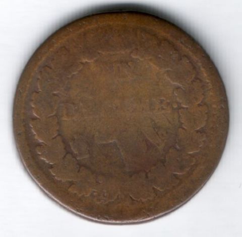 1 десим 1797-1799, перечекан с 2 десимов, редкий тип, Франция