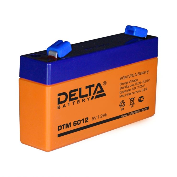 Аккумулятор свинцово-кислотный АКБ DELTA (Дельта) DTM 6012 6 Вольт 1.2 Ач