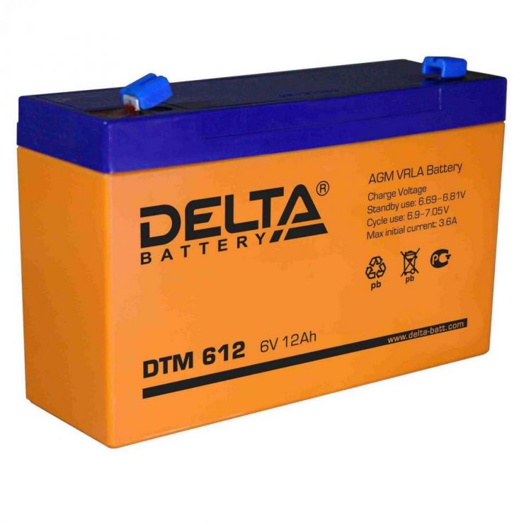 Аккумулятор свинцово-кислотный АКБ DELTA (Дельта) DTM 612 6 Вольт 12 Ач