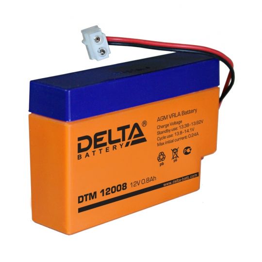 Аккумулятор свинцово-кислотный АКБ DELTA (Дельта) DTM 12008 12 Вольт 0.8 Ач