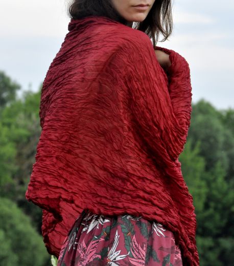 шарф вишнёвого цвета из натурального шёлка москва