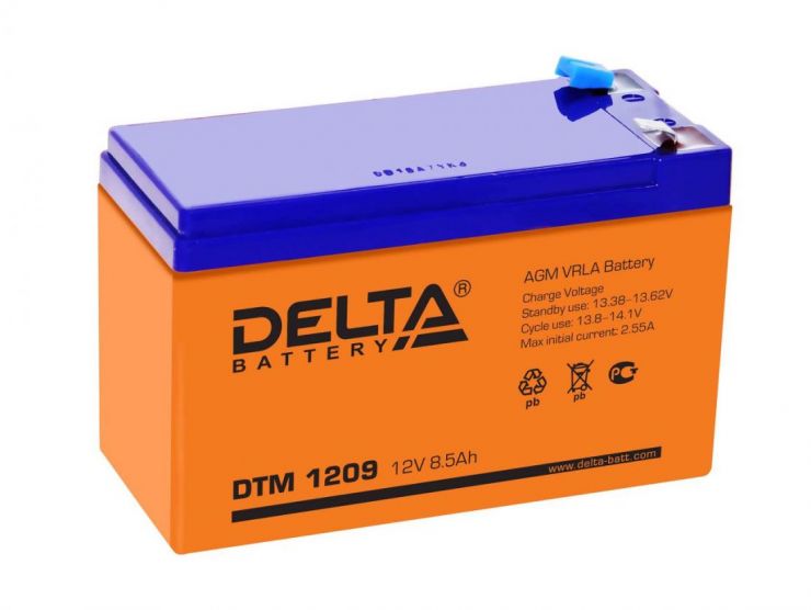Аккумулятор свинцово-кислотный АКБ DELTA (Дельта) DTM 1209 12 Вольт 8.5 Ач