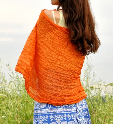 Оранжевый шарф из натурального шелка, купить за 1000 руб.