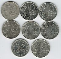 Набор монет Финляндия 1955-2000 г. 8 шт.