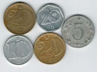Набор монет Чехословакия 1953-1993 г. 5 шт.