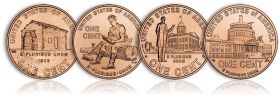 Набор монет 1 цент из роллов Жизнь Линкольна