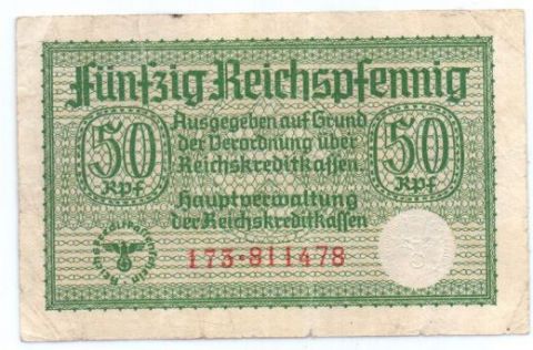 50 рейхпфеннигов 1939-1945 г. Германия для оккупированных территорий.