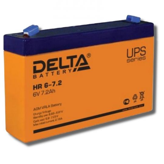 Аккумулятор свинцово-кислотный АКБ DELTA (Дельта) HR 6-7.2 6 Вольт 7.2 Ач