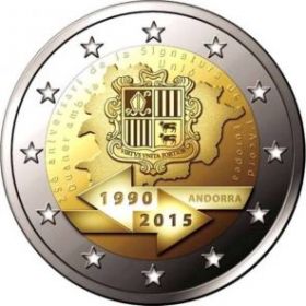 25 лет таможенному союзу с Европой  2 евро Андорра 2015  BU Блистер