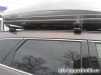 Багажник на крышу Hyundai Santa Fe 2012-..., крыловидные дуги на интегрированные рейлинги, Атлант