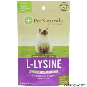 L-лизин для кошек от Pet Naturals of Vermont - 60 жевательных таблеток (60 доз по 250 мг.)