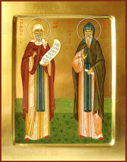 Икона Антоний Дымский и Антоний Великий (рукописная)