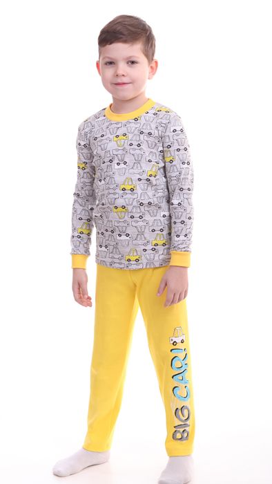 Серо-желтая пижама для мальчика Большая машина
