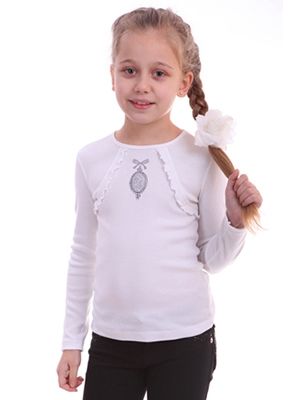 Джемпер для девочки белого цвета с длинным рукавом
