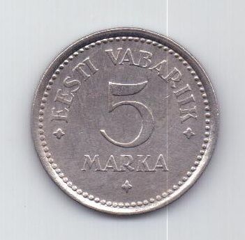 5 марок 1922 г. AUNC. Эстония