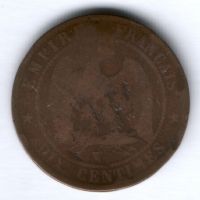 10 сантимов 1854 г. W Франция