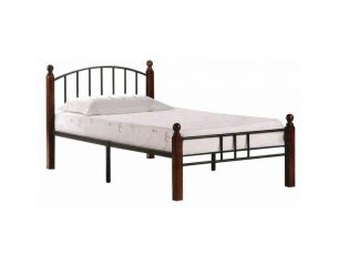 Кровать AT-915 дерево гевея/металл, 90*200 см (Single bed), красный дуб/черный