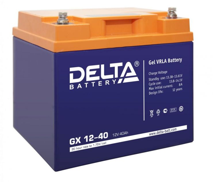 Аккумулятор свинцово-кислотный АКБ DELTA (Дельта) GX 12-40 12 Вольт 40 Ач (Gel)