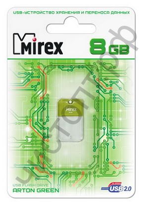 флэш-карта Mirex 8GB ARTON GREEN (ecopack) мини брелок
