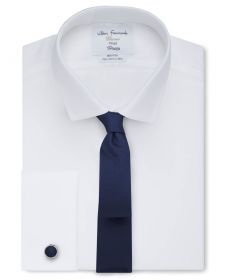 Мужская рубашка под запонки белая T.M.Lewin не мнущаяся Non Iron сильно приталенная Fitted (53828)