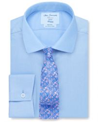 Мужская рубашка светло-синяя T.M.Lewin не мнущаяся Non Iron сильно приталенная Fitted (54159)