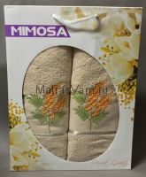 Бежевый Мимоза махра ( 50х90+70х140) в коробке Набор полотенец  Атлас Текстиль