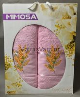 Розовый Мимоза махра ( 50х90+70х140) в коробке Набор полотенец  Атлас Текстиль