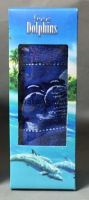 Т. Синий Дельфины махра 50х90 в коробке полотенце  Атлас Текстиль