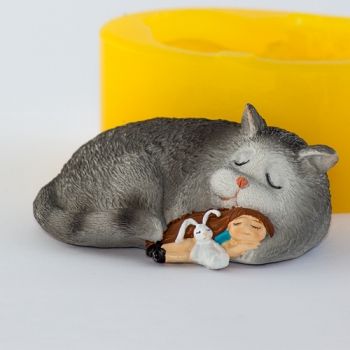 Форма для мыла Девочка и кот 3D (силикон)