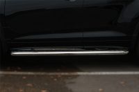 Пороги труба d42 с листом (Лист нерж,проф.нерж)(Вариант3) Toyota Highlander 2014-