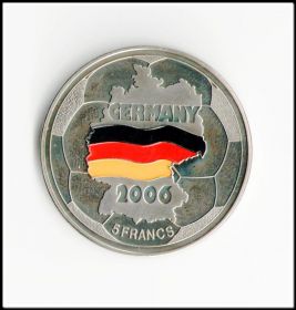 Конго 5 франков 2001 г. ЧМ по футболу. Цветная