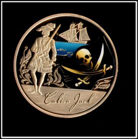 1 доллар Тувалу 2011 Знаменитые пираты Калико Джек Корабль Парусник позолота, сувенирная