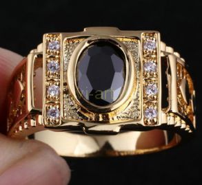 Позолоченный перстень с искусственными ониксом и бриллиантами (арт. 260108)