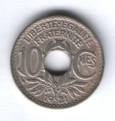 10 сантимов 1921 г. Франция