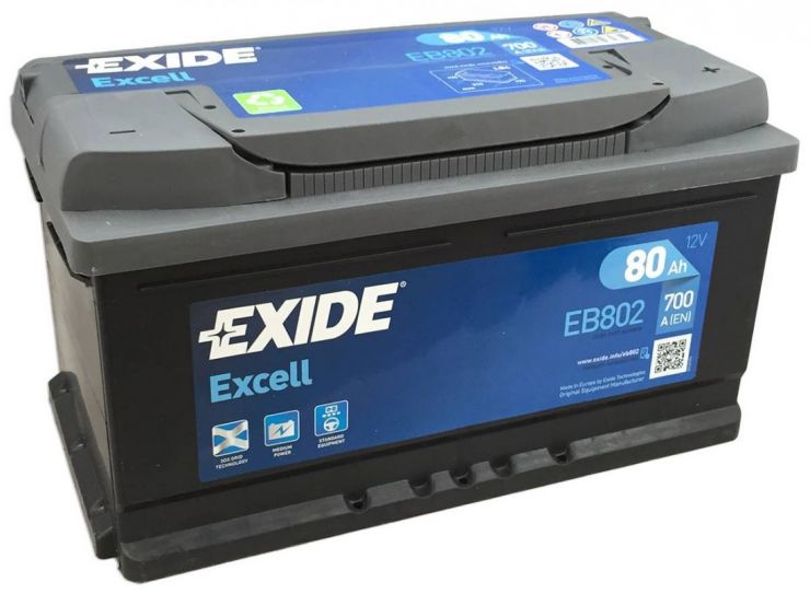 Автомобильный аккумулятор АКБ Exide (Эксайд) Excell EB802 80Ач о.п.