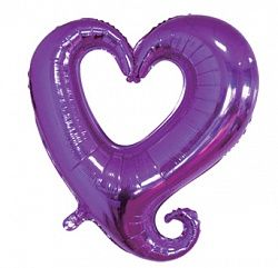Сердце дизайнерское фиолетовое с голографией  фольгированный шар с гелием