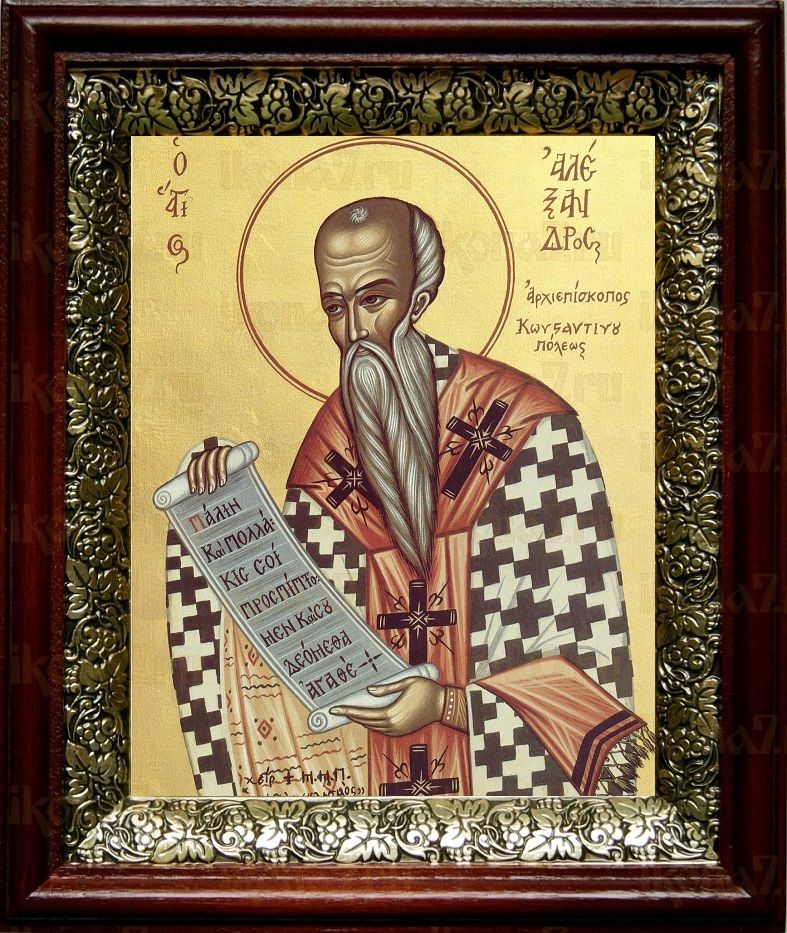 Александр Константинопольский, святитель (19х22), темный киот