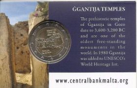 Храмы Джгантия 2 евро  Мальта  2016 (со знаком монетного двора) BU Блистер