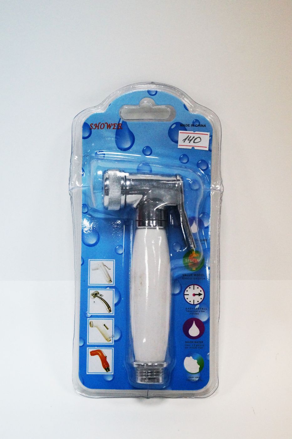 Гигиенический душ, хромированная лейка с белой керамической ручкой 140