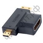 Переходник HDMI A розетка - HDMI D (micro HDMI) вилка + HDMI C (mini HDMI) вилка PERFEO (A7006)