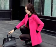 Тонкое женское пальто тренч без пуговиц Розовый