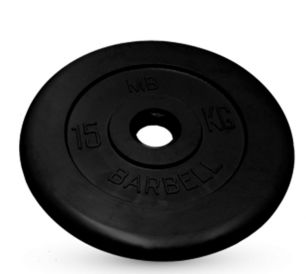 Диск обрезиненный черного цвета MB Barbell 15 кг 