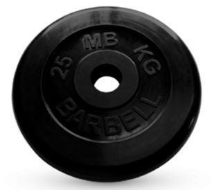 Диск обрезиненный черного цвета MB Barbell 25 кг 