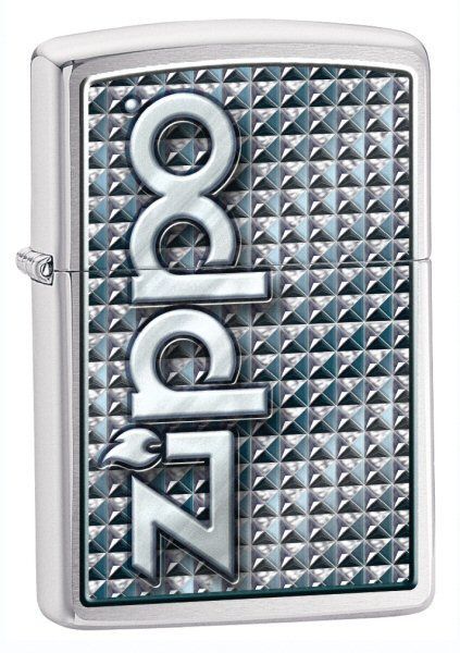 Зажигалка ZIPPO Classic с покрытием Brushed Chrome, латунь/сталь, серебристая с надписью Zippo на фронтальной стороне, матовая, 28280