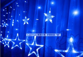 Гирлянда бахрома Звезды LED синяя 2,5 метра