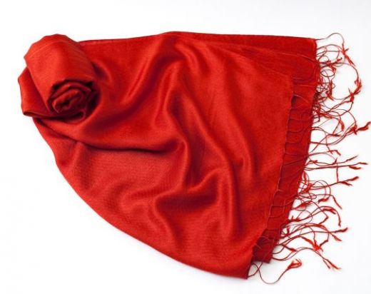Шёлк + шерсть, красный шарф-палантин
