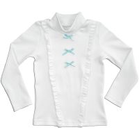 Блузка из хлопкового трикотажа белого цвета для девочки